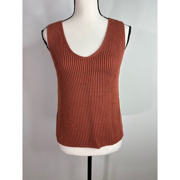 Vince. Cotton V-Neck Ribbed Sweater Vest Fig Orange Womens size XS - Picture 3 of 10